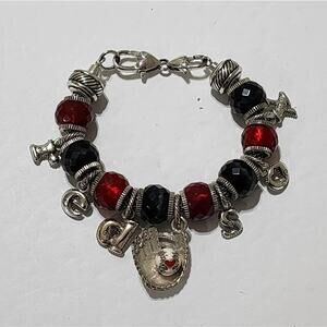 Brighton red & black Red Sox‎ baseball charm bracelet
